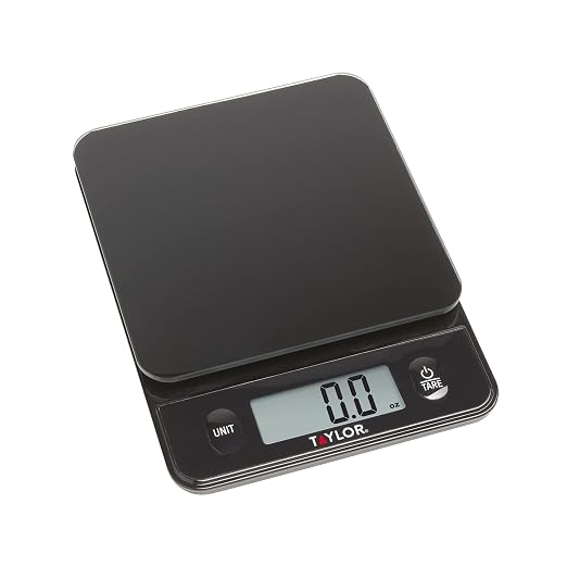 Taylor Glass Top Food Scale with Touch Controls, 11 lb Capacity, Sleek Black Design for Precision Food Measurement in Grams and Ounces (Pack of 4)