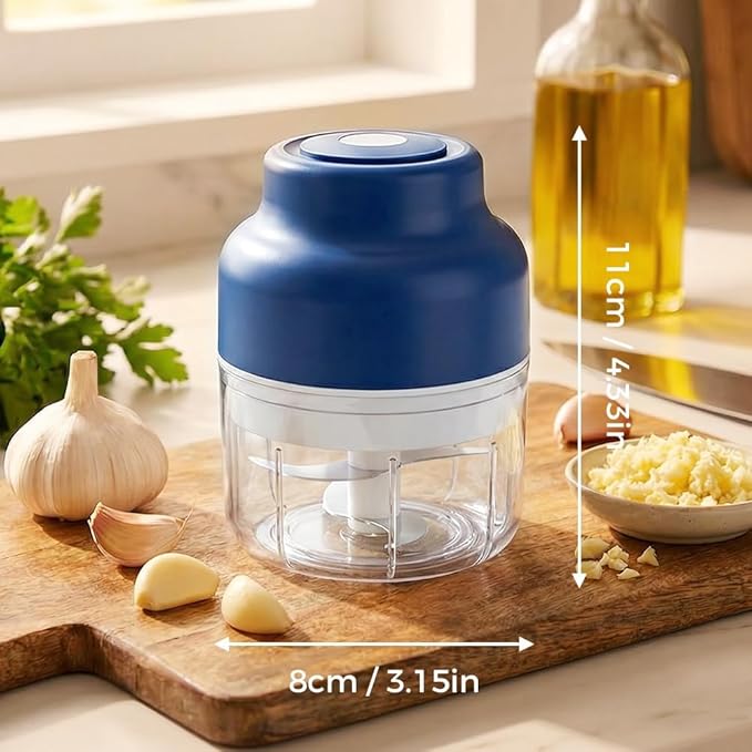 2026 Upgrade Electric Garlic Chopper, Electric Mini Food Processor Portable Veggie Cutter Chopper, USB Rechargeable Wireless Food Chopper for Mashing Garlic, Chili, Onion, Fruit, Ginger (250ml+320ml)