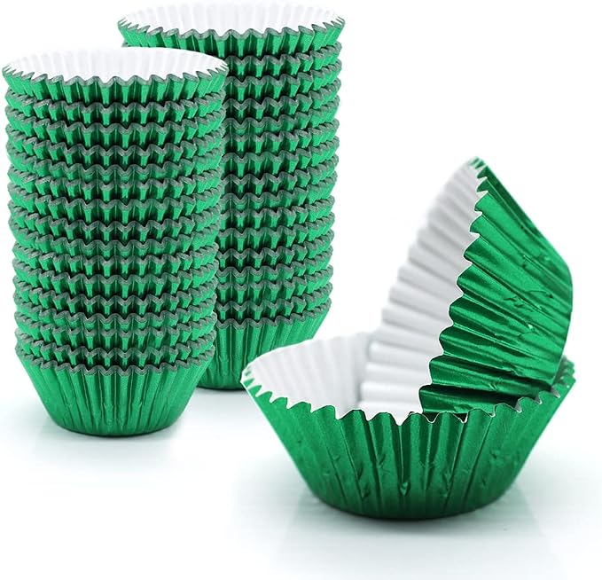 Green Foil Cupcake Liners,GOLF Standard Size Green Foil Cupcake Liners Wrappers Metallic Baking Cups,Muffin Paper Cases, 500 Pack