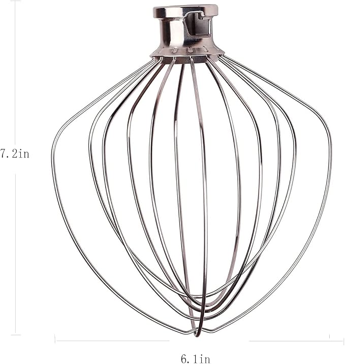 KN256WW 6 QT Wire Whip Stainless Steel for KitchenAid Stand Mixer Accessory Replacement, Egg Cream Stirrer, Cakes Mayonnaise Whisk
