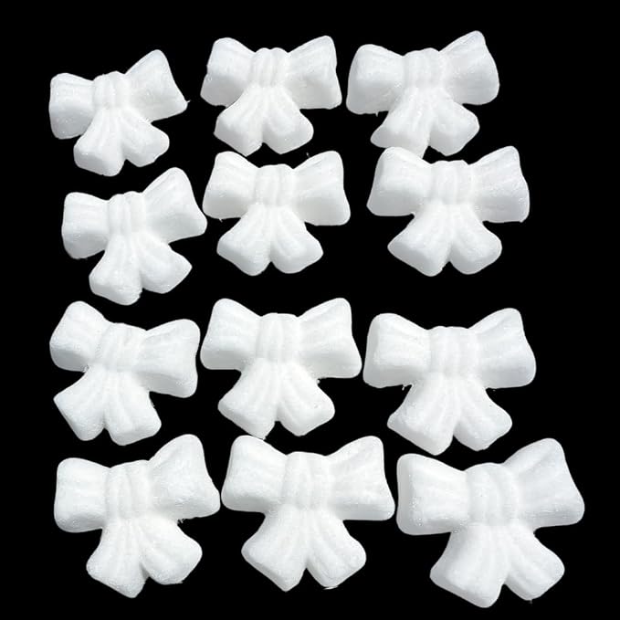 Ready to Use Sugar Decoration Toppers For Cake Cupcakes Cookies and More (White Bow)