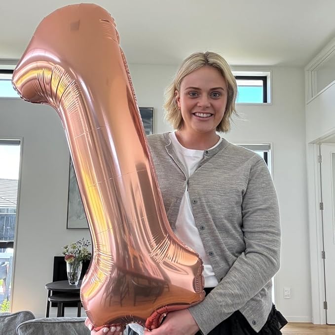 Rose Gold Number 0 Balloon 40 Inch, 0 Balloon Number for 10th 20th 30th 40th 50th 60th Birthday Decorations, Rose Gold Party Supplies