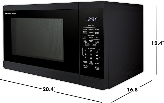 SHARP Countertop Microwave Oven with Removable 12.4" Carousel Turntable, 1100 Watt, 1.4 Cubic Feet, Black