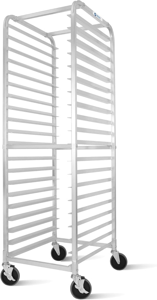 BIEAMA 20-Tier Sheet Pan Rack, NSF Bun Pan Rack, Aluminum Bakery Rack, Home Commercial Kitchen Bakery Cooling Rack, 4 Wheels