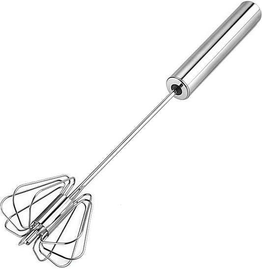 Digead Stainless Steel Egg Whisk, Hand Push Rotary Whisk Blender, Versatile Milk Frother, Hand Push Mixer Stirrer for Blending, Whisking, Beating & Stirring (12in)