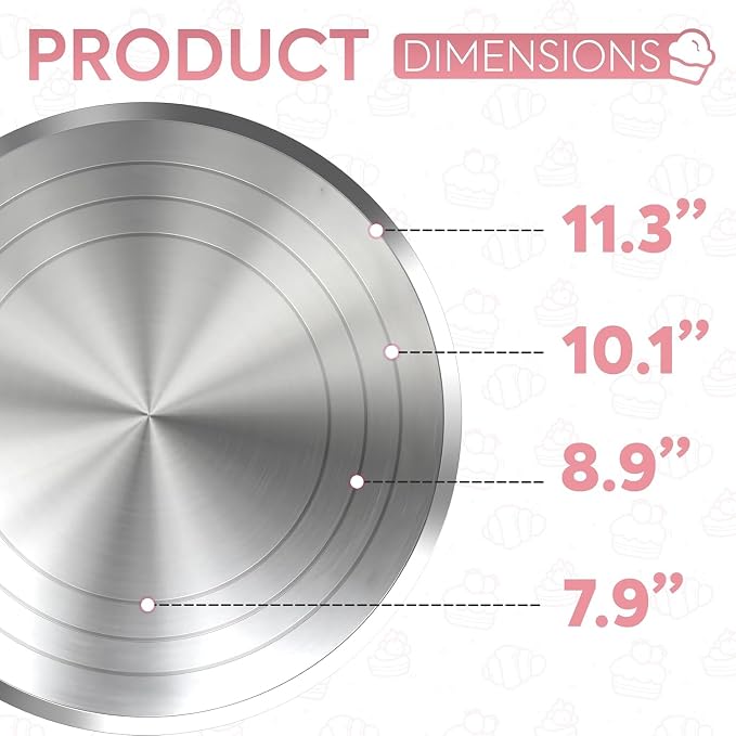 Riccle Rotating Cake Stand – 12" Aluminium Alloy Revolving Cake Turntable | Cake Decorating Kit with Offset Spatula, Icing Smoother Scrapers, Silicone Spatula & Cake Server | Cake Decorating Supplies Set