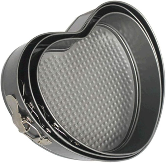 Nonstick Springform Pan with Removable Bottom 3 Pieces Cake Molds of Heart Leakproof Cheesecakes Pan Bakeware Set (3pcs Heart, 24cm, 26cm, 28cm)
