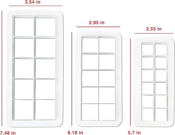 3Pcs White Square Cookie Cutter Set, Geometric Multicutter Cake Fondant Cutter, 3 Size Square Biscuit Cutters Cake Decorating Use Safety Easy to Store, Cookie Cutters