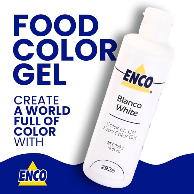 ENCO Food Coloring Gel White 8.8 oz (250g) Concentrated, Vegan