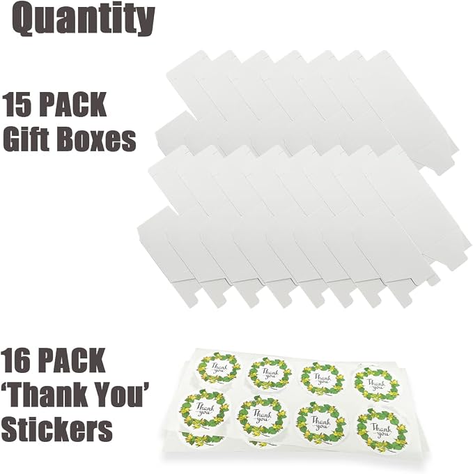Frantis 15 Pack White Gift Boxes with Lids, 6x6x6 Inch Gift Boxes for Treats, Candles, Mugs, Weddings, Christmas, Bridesmaid Proposals & Small Business Packaging, Includes Thank You Stickers