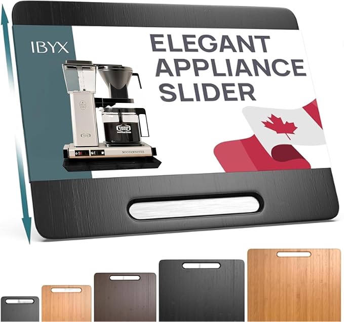 Ibyx Elegant Appliance Slider - Sliding Tray for Coffee Maker & Heavy Kitchen Appliances, Easy Slide, Made of Premium Bamboo, Space-Saving Kitchen Organizer, 40 lb Capacity, Black - 13 x 10.5 Inch