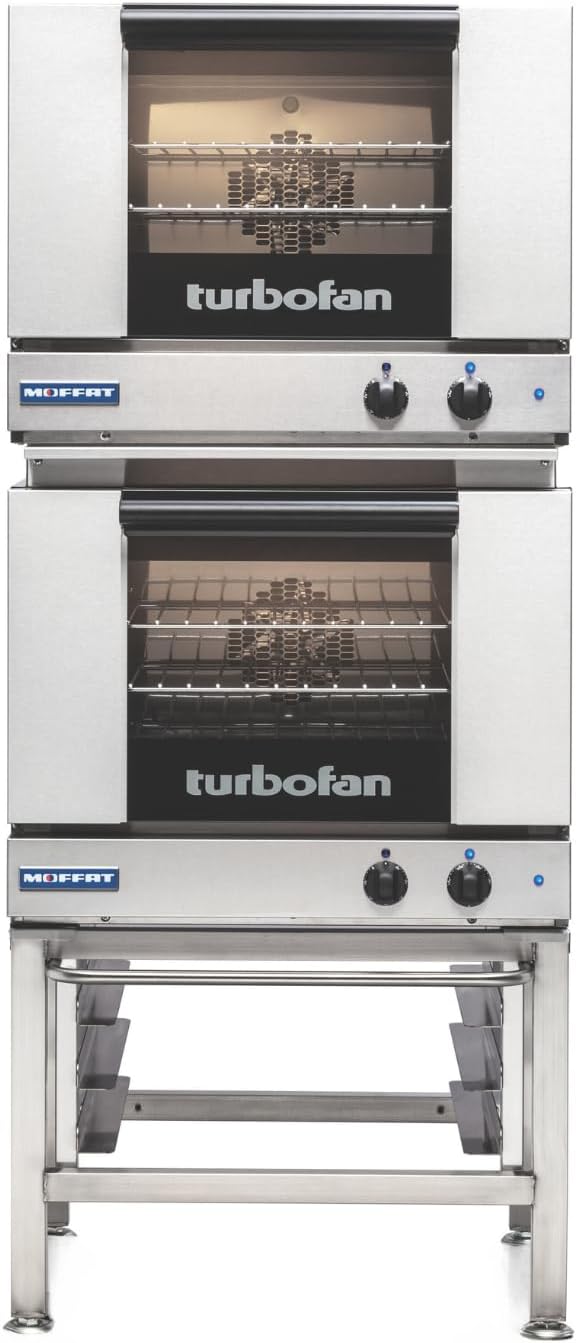 Moffat Turbofan Full Size Countertop Electric Convection Oven w/Stand, Double Stack, Manual Control, 208v/50/60/1ph