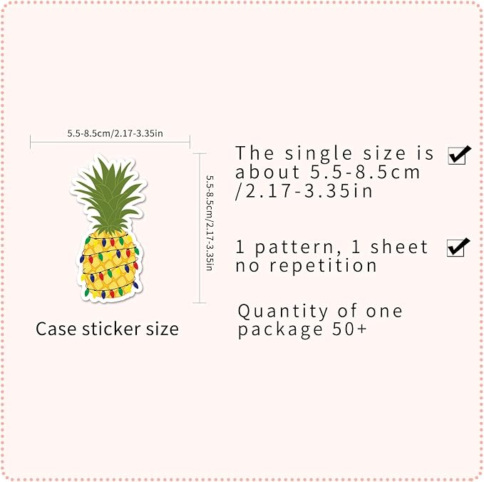 Pineapple Stickers,50pcs Waterproof Funny Summer Tropical Pineapple Decals for Water Bottle Laptop Scrapbook Funny Aesthetic Fruit Stickers for Teens Adults