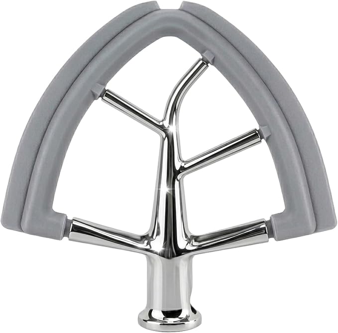 Stainless Steel Flex Edge Beater for KitchenAid Tilt-Head Stand Mixer 4.5-5 Qt, Upgraded Flat Beater Paddle with Dual Silicone Scraper Edges, Kitchen Aid Accessories and Attachments (Grey)