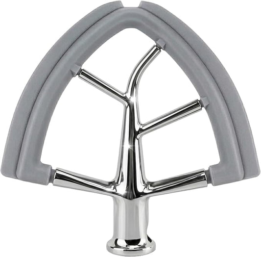 Stainless Steel Flex Edge Beater for KitchenAid Tilt-Head Stand Mixer 4.5-5 Qt, Upgraded Flat Beater Paddle with Dual Silicone Scraper Edges, Kitchen Aid Accessories and Attachments (Grey)