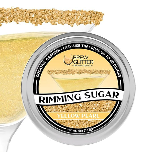 Brew Glitter - Yellow Rimming Sugar (4oz, 1x Bar Tin) Cocktail Garnish for Mixed Drinks & Refreshments