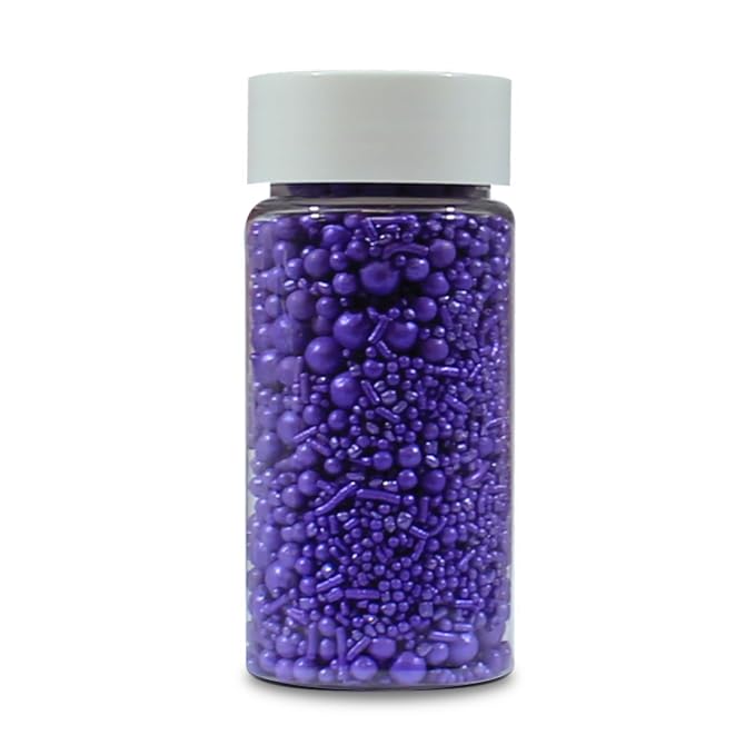 Confect Purple Sprinkles for Cake & Cupcake Decorating – Edible Jimmies and Pearl Sprinkles Mix for Birthday Desserts & Baking | Vegan, Gluten-Free, Soy-Free, Dairy-Free, Palm Oil-Free- 4.2 Oz
