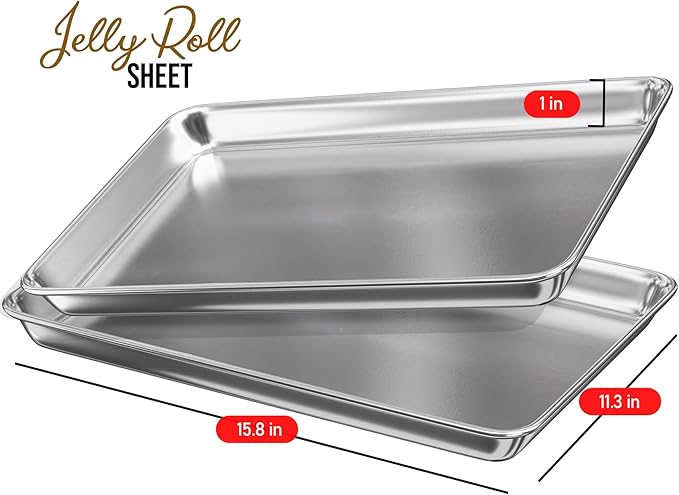 Eatex Aluminum Baking Sheet, Steel Cookie Sheet, 15” x 10” Baking Pan, Warp Resistant Cookie Sheets for Baking Nonstick, Baking Sheets for Oven, Durable Jelly Roll Pan, Durable Sheet Pans for Baking
