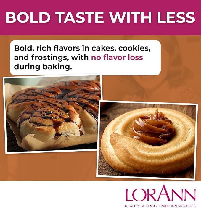 Lorann Oils Caramel Bakery Emulsion: Rich, Perfect for Boosting Sweet Caramel Notes in Cakes, Cookies & Desserts, Gluten-Free, Keto-Friendly, Extract Substitute Essential