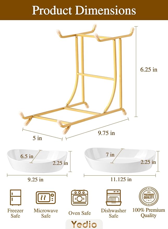 2 Tier Ceramic Fruit Bowl for Kitchen Counter, Elegant Gold Fruit Basket for Countertop, Small & Cute White Porcelain Tiered Serving Tray for Party, Modern Centerpiece for Snack, Candy & Nut