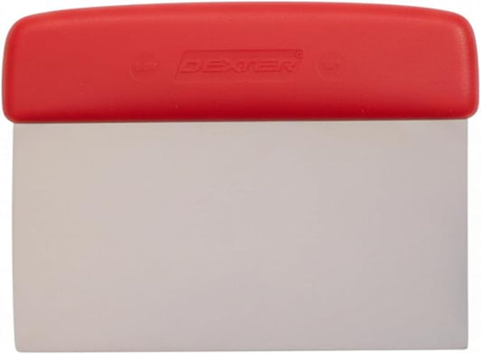 Dexter-Russell 17303R 6" x 3" Dough Cutter and Scraper, Stainless Steel Blade with Slip-Resistant Red Polypropylene Handle, Pastry Prep Tool for Bakeries, NSF Certified, Made in USA