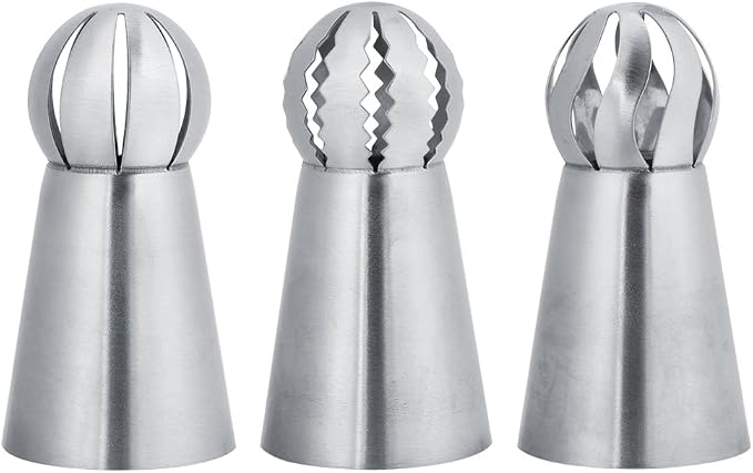3Pcs Cake Nozzle, Stainless Steel Russian Flower Icing Piping Tips Cake Decoration Pastry Cupcake Baking Tools for Decorating Desserts Cupcakes Cookies
