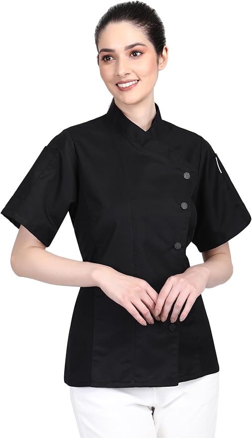 Short Sleeves Only Women's Ladies Side Mesh Chef's Coat Jacket