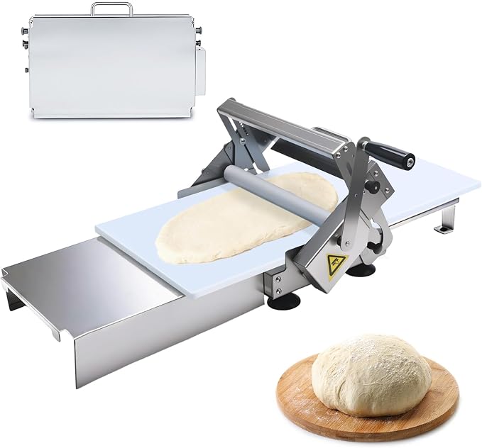 32.7"x18.9" Manual Dough Sheeter with Adjustable Thickness 0-25mm, Folding Dough Sheeter Machine for Commercial Home Bakery, Stainless Steel Portable Dough Machine for Pizza, Puff Pastry(300)
