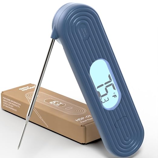 ONLY HUMAN HDP-01 Digital Instant Read Meat Thermometer, High Accuracy Food Cooking Thermometer with Ultra Bright Backlight Display (Midnight Blue)