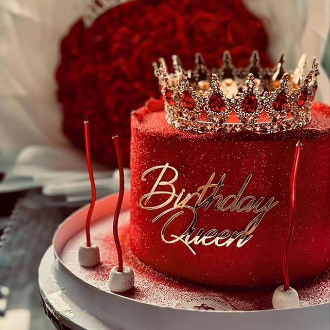 14pcs Happy Birthday Cake Toppers for Women Princess Queen - Acrylic Cupcake Decor Side Decoration Kit - Girl Party Supplies