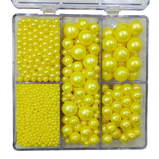 Yellow Pearl Sprinkles for Baking, 4 Sizes Mix Size, Edible Pearls for Cupcake Topper, Ice Cream, Cookie, Donuts, Cake Decorating (2mm, 4mm, 7mm, 10mm)