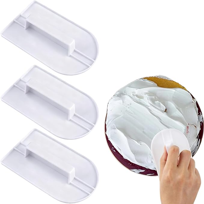 3Pcs White Cake Decoration Icing Smoother, Fondant Smoothing Tool, Plastic Fondant Icing Smoother Polisher, Icings Scraper Paddle Tool for Cake Decoration Tools 14.5x8cm