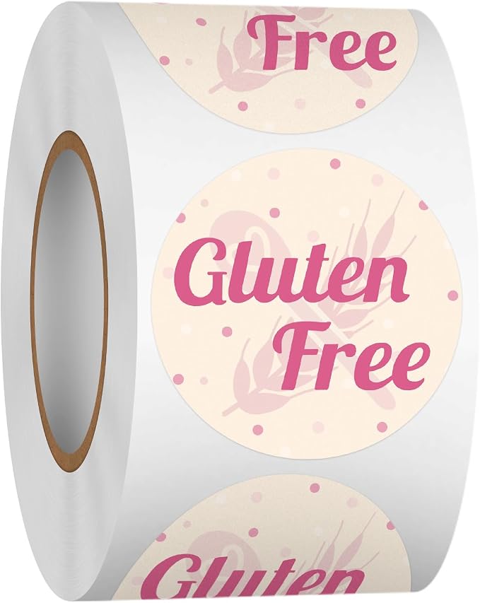 Louise Maelys 1.5 Inch Gluten Free Stickers - 500 PCS Gluten Free Labels for Bakeries, Home Kitchen & Food Packaging (Easy Peel, No Residue)
