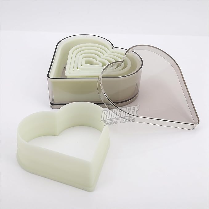 Multi-Shape Nylon Cookie Molds Round Square Star Plastic Geometry Biscuit Cutter Dough Mousse Bread Slicer DIY Bakery Utensils (Flat Heart)