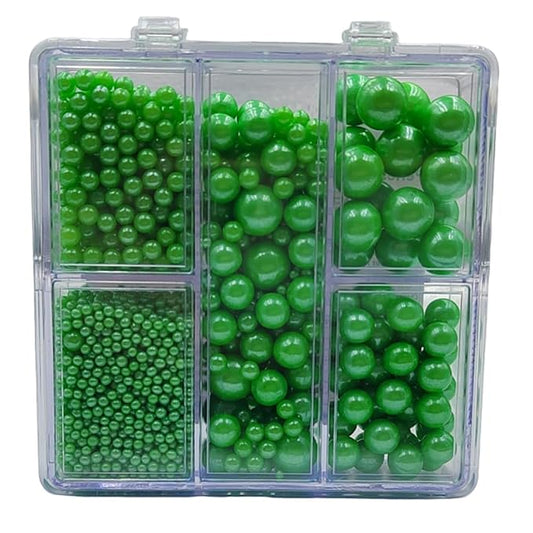 Green Pearl Sprinkles for Baking, 4 Sizes Mix Size, Edible Pearls for Cupcake Topper, Ice Cream, Cookie, Donuts, Cake Decorating (2mm, 4mm, 7mm, 10mm)