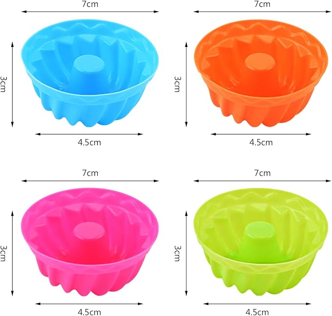 24er Pack Silicone Donut Pans for Baking, Mini b undt Pan Silicone Donut Molds, Nonstick Doughnut Muffin Pumpkin Cup Cupcake Molds Pan, Mini Fluted Tube Silicone Baking Molds