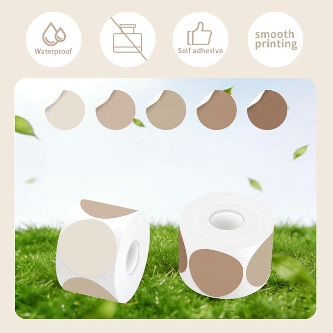 500 Labels/Roll 2" Gradient Brown Round Thermal Labels, Waterproof Circle Blank Thermal Sticker Compatible with Direct Thermal Label Printers for DIY Logo Designs, Thank You, Small Business