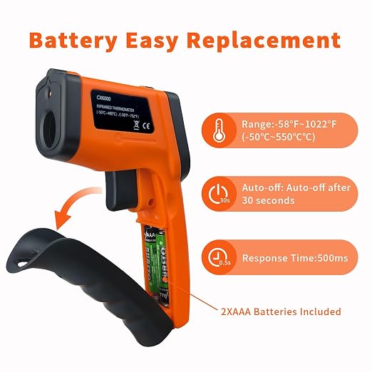Non-Contact Infrared Thermometer Gun X6000- Handheld Digital Temperature Tester with LCD Display for Grill/Home/Kitchen/Boiler/Piping/HVAC/Industrial Use,Range:-58°F ~1022°F