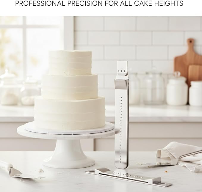 13-Inch Adjustable Cake Smoother Set, Stainless Steel Icing Spatula for Level Frosting and Sharp Edges on Tiered Cakes (2-Piece)
