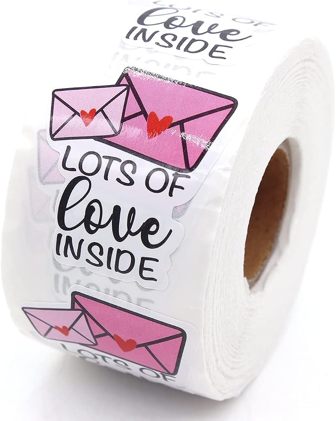 Littlefa Cute Lots of Love Inside Stickers,Love Mail Sticker,Small Business Stickers,Mail Packaging Sticker for Small Business 500 PCS