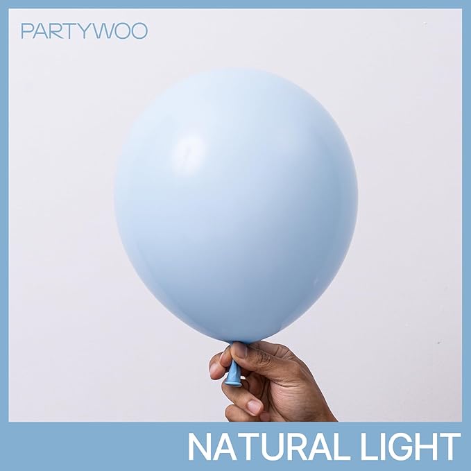 PartyWoo Baby Blue Balloons 100 pcs Different Sizes of 36 18 12 10 5 Inch Light Pastel Sky Aqua Blue Balloon Arch Kit Garland for Graduation Baby Shower Gender Reveal Party Decorations Blue-Q13