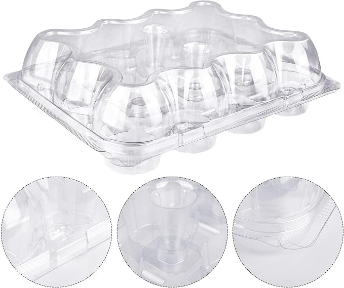 12 Counts x 15 Sets Cupcake Containers 12 Count Cupcake Boxes Plastic Cupcakes Carrier Holders for Clear Plastic Disposable Cupcakes Containers with Detachable Tall Lid