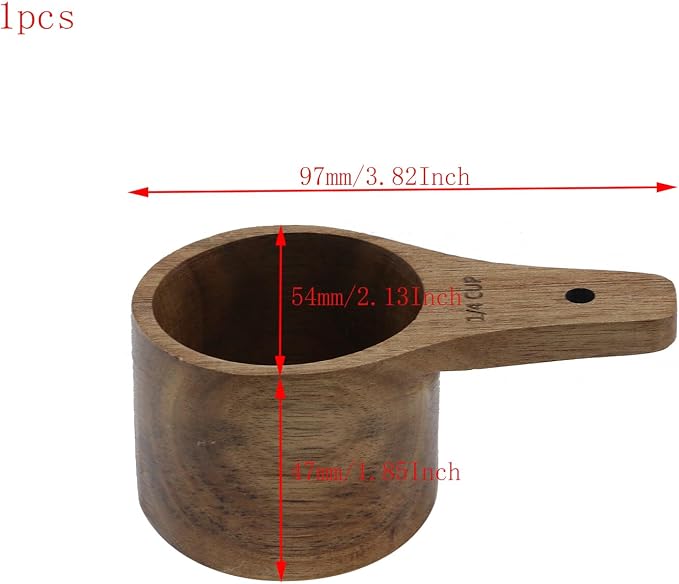 1PCS 1/4 Wooden Measuring Cup and Measuring Spoon Kit for Baking Cooking Spice Coffee Tea Milk Powder