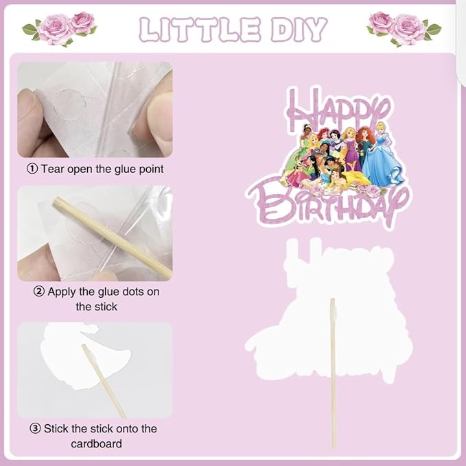 11 Pcs Princess Cake Topper, Fantastic Happy Birthday Cake Decorations, Cute Cake Toppers for Girls