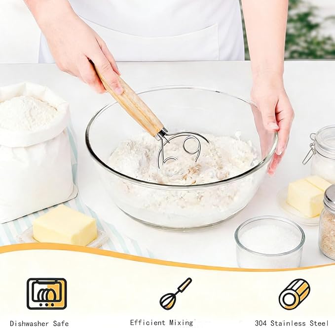 Dough Whisk and Scraper Bread Making Tools Bread Lame Tool and Pastry Brush for Danish Dough Sourdough