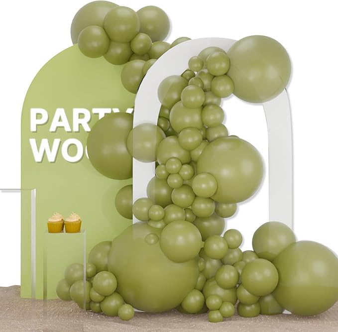 PartyWoo Sage Green Balloons 127pcs Different Sizes of 36 18 12 10 5 Inch Olive Boho Green Latex Balloon Arch Kit for Wedding Birthday Dinosaur Jungle Golf Football Theme Party Decorations Green-F11