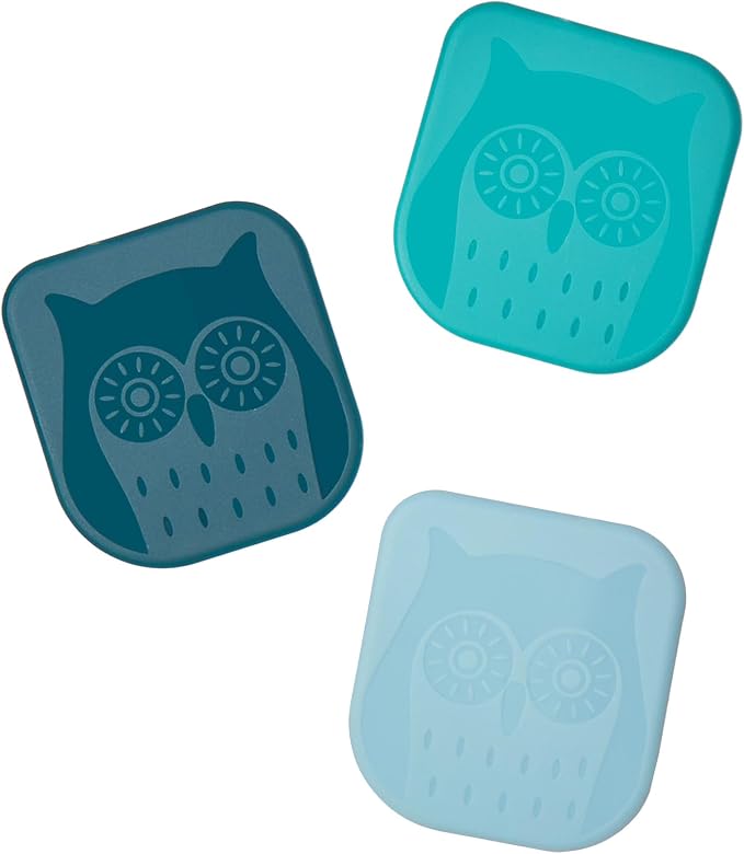 Tovolo Pan Scraper Tool Set of 3 Owl Shaped for Cleaning Scraping & Food Removal Nonstick Cookware Cast Iron Dishes, Dishwasher Safe BPA Free Sturdy Plastic Scraper Kitchen Tool, Assorted Teals