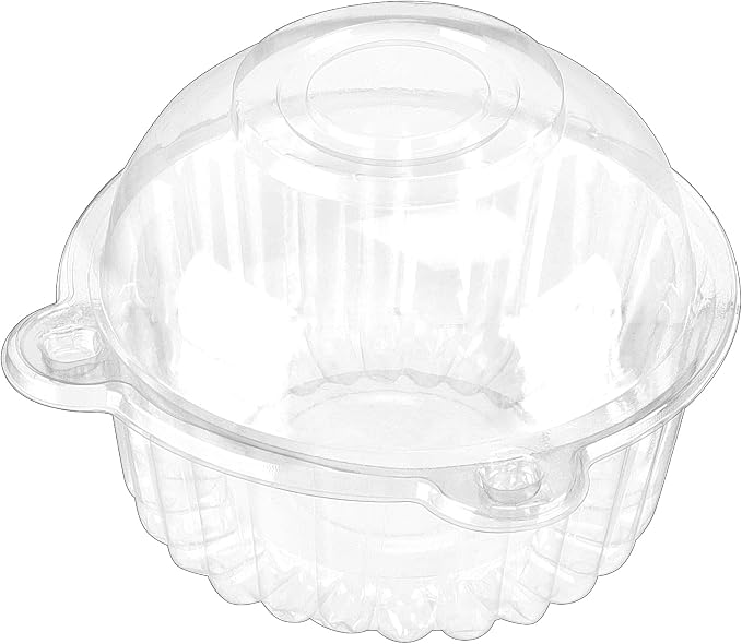 150 Pcs Cupcake Holders with Dome Lids, Stackable Individual Plastic Muffin Containers, Cute Dessert Boxes Disposable for Bake Sale, Party Favor Cake, Fruit, Salad, Cocoa Bombs (Clear)