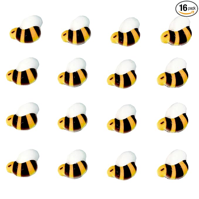 PhilaeEC 16 PCS Edible Bumble Bees Icing Cake Decoration Candy Sprinkle Cupcake Topper Ice Cream Cookies Frosting Decoration