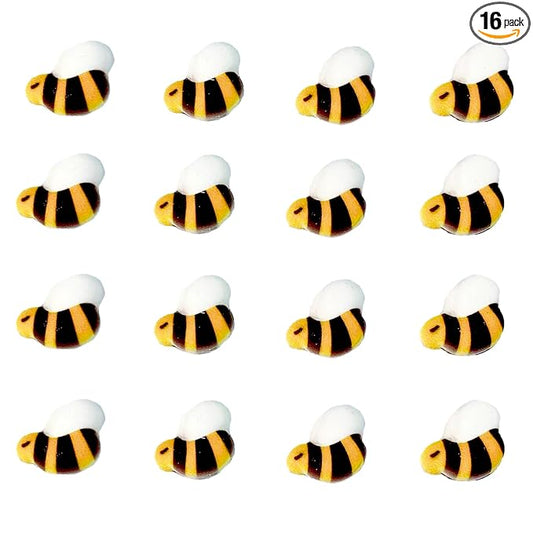 PhilaeEC 16 PCS Edible Bumble Bees Icing Cake Decoration Candy Sprinkle Cupcake Topper Ice Cream Cookies Frosting Decoration